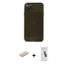 MARSİLYAN™- iPhone 11 Pro Kılıf Ahenk Doku - Şeffaf Pasifik Cam Ekran Koruyucu + Renkli Kamera Lens Koruma Cam - MI