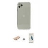 MARSİLYAN™- iPhone 11 Pro Kılıf Ahenk Doku - Şeffaf Pasifik Cam Ekran Koruyucu + Renkli Kamera Lens Koruma Cam - TU