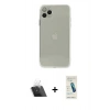 MARSİLYAN™- iPhone 11 Pro Kılıf Ahenk Doku - Şeffaf Pasifik Cam Ekran Koruyucu + Kamera Lens Koruma Cam - SF