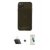 MARSİLYAN™- iPhone 11 Pro Kılıf Ahenk Doku - Şeffaf Pasifik Cam Ekran Koruyucu + Kamera Lens Koruma Cam - SF