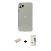 MARSİLYAN™- iPhone 11 Pro Kılıf Ahenk Doku - Siyah 20D Premium Cam Ekran Koruyucu + Renkli Kamera Lens Koruma Cam - YL
