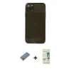MARSİLYAN™- iPhone 11 Pro Kılıf Ahenk Doku - Siyah 20D Premium Cam Ekran Koruyucu + Shine Kamera Lens Koruma Cam - GS