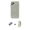 MARSİLYAN™- iPhone 11 Pro Kılıf Ahenk Doku - Siyah 20D Premium Cam Ekran Koruyucu + Shine Kamera Lens Koruma Cam - SABE