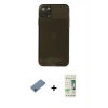 MARSİLYAN™- iPhone 11 Pro Kılıf Ahenk Doku - Siyah 20D Premium Cam Ekran Koruyucu + Shine Kamera Lens Koruma Cam - MI