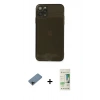 MARSİLYAN™- iPhone 11 Pro Kılıf Ahenk Doku - Siyah 20D Premium Cam Ekran Koruyucu + Shine Kamera Lens Koruma Cam - SH