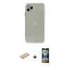 MARSİLYAN™- iPhone 11 Pro Kılıf Ahenk Doku - Siyah 34D Hayalet Izgaralı Cam + Renkli Kamera Lens Koruma Cam - PE