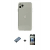 MARSİLYAN™- iPhone 11 Pro Kılıf Ahenk Doku - Siyah 34D Hayalet Izgaralı Cam + Shine Kamera Lens Koruma Cam - SABE