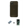 MARSİLYAN™- iPhone 11 Pro Kılıf Ahenk Doku - Siyah 360 Mat Full Body Arka Koruyucu + Shine Kamera Lens Koruma Cam - GS
