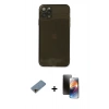 MARSİLYAN™- iPhone 11 Pro Kılıf Ahenk Doku - Siyah 3D Antistatik Mat Seramik Nano Ekran Koruyucu + Shine Kamera Lens Koruma Cam - GD
