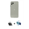 MARSİLYAN™- iPhone 11 Pro Kılıf Ahenk Doku - Siyah 3D Antistatik Seramik Nano Ekran Koruyucu + Kamera Lens Koruma Cam - SF
