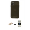 MARSİLYAN™- iPhone 11 Pro Kılıf Ahenk Doku - Siyah 5D Hayalet Cam Ekran Koruyucu + Renkli Kamera Lens Koruma Cam - PE