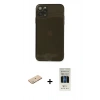 MARSİLYAN™- iPhone 11 Pro Kılıf Ahenk Doku - Siyah 5D Hayalet Cam Ekran Koruyucu + Renkli Kamera Lens Koruma Cam - YL