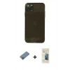 MARSİLYAN™- iPhone 11 Pro Kılıf Ahenk Doku - Siyah 6D Mat Seramik Hayalet Nano Ekran Koruyucu + Shine Kamera Lens Koruma Cam - MI