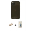 MARSİLYAN™- iPhone 11 Pro Kılıf Ahenk Doku - Siyah 6D Mat Seramik Hayalet Nano Ekran Koruyucu + Renkli Kamera Lens Koruma Cam - PE