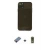 MARSİLYAN™- iPhone 11 Pro Kılıf Ahenk Doku - Siyah Joko Magic 5D Hayalet Cam + Metal Kamera Lens Koruma Cam - KI