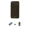 MARSİLYAN™- iPhone 11 Pro Kılıf Ahenk Doku - Siyah Joko Magic 5D Hayalet Cam + Shine Kamera Lens Koruma Cam - GD