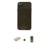 MARSİLYAN™- iPhone 11 Pro Kılıf Ahenk Doku - Siyah Joko Magic 5D Hayalet Cam + Renkli Kamera Lens Koruma Cam - TU