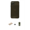 MARSİLYAN™- iPhone 11 Pro Kılıf Ahenk Doku - Siyah Joko Magic 5D Hayalet Cam + Renkli Kamera Lens Koruma Cam - YL