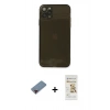 MARSİLYAN™- iPhone 11 Pro Kılıf Ahenk Doku - Siyah Mat Seramik Nano Ekran Koruyucu + Metal Kamera Lens Koruma Cam - KI