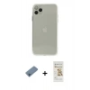 MARSİLYAN™- iPhone 11 Pro Kılıf Ahenk Doku - Siyah Mat Seramik Nano Ekran Koruyucu + Mavi Shine Kamera Lens Koruma Cam