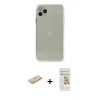 MARSİLYAN™- iPhone 11 Pro Kılıf Ahenk Doku - Siyah Mat Seramik Nano Ekran Koruyucu + Renkli Kamera Lens Koruma Cam - SI