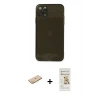 MARSİLYAN™- iPhone 11 Pro Kılıf Ahenk Doku - Siyah Mat Seramik Nano Ekran Koruyucu + Renkli Kamera Lens Koruma Cam - SI