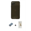 MARSİLYAN™- iPhone 11 Pro Kılıf Ahenk Doku - Siyah Mat Seramik Nano Ekran Koruyucu + Shine Kamera Lens Koruma Cam - GD