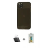MARSİLYAN™- iPhone 11 Pro Kılıf Ahenk Doku - Siyah Polymer Nano Ekran Koruyucu + Kamera Lens Koruma Cam - SF