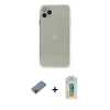 MARSİLYAN™- iPhone 11 Pro Kılıf Ahenk Doku - Siyah Polymer Nano Ekran Koruyucu + Pembe Shine Kamera Lens Koruma Cam