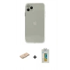 MARSİLYAN™- iPhone 11 Pro Kılıf Ahenk Doku - Siyah Polymer Nano Ekran Koruyucu + Renkli Kamera Lens Koruma Cam - MI