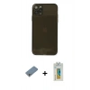 MARSİLYAN™- iPhone 11 Pro Kılıf Ahenk Doku - Siyah Polymer Nano Ekran Koruyucu + Shine Kamera Lens Koruma Cam - GS