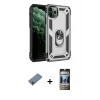 MARSİLYAN™- iPhone 11 Pro Kılıf Ahenk Klasik Koleksiyonu - Siyah 34D Hayalet Izgaralı Cam + Shine Kamera Lens Koruma Cam - PE