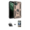 MARSİLYAN™- iPhone 11 Pro Kılıf Ahenk Klasik Koleksiyonu - Siyah 34D Hayalet Izgaralı Cam + Kamera Lens Koruma Cam - SF
