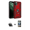 MARSİLYAN™- iPhone 11 Pro Kılıf Ahenk Klasik Koleksiyonu - Siyah 34D Hayalet Izgaralı Cam + Kamera Lens Koruma Cam - SF