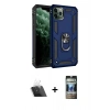 MARSİLYAN™- iPhone 11 Pro Kılıf Ahenk Klasik Koleksiyonu - Siyah 34D Hayalet Izgaralı Cam + Kamera Lens Koruma Cam - SF