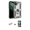 MARSİLYAN™- iPhone 11 Pro Kılıf Ahenk Klasik Koleksiyonu - Siyah 34D Hayalet Izgaralı Cam + Renkli Kamera Lens Koruma Cam - YL
