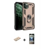 MARSİLYAN™- iPhone 11 Pro Kılıf Ahenk Klasik Koleksiyonu - Siyah 34D Hayalet Izgaralı Cam + Renkli Kamera Lens Koruma Cam - YL