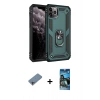 MARSİLYAN™- iPhone 11 Pro Kılıf Ahenk Klasik Koleksiyonu - Siyah 34D Izgaralı Cam + Shine Kamera Lens Koruma Cam - GI