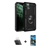 MARSİLYAN™- iPhone 11 Pro Kılıf Ahenk Klasik Koleksiyonu - Siyah 34D Izgaralı Cam + Kamera Lens Koruma Cam - SF