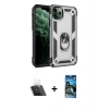 MARSİLYAN™- iPhone 11 Pro Kılıf Ahenk Klasik Koleksiyonu - Siyah 34D Izgaralı Cam + Kamera Lens Koruma Cam - SF
