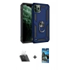 MARSİLYAN™- iPhone 11 Pro Kılıf Ahenk Klasik Koleksiyonu - Siyah 34D Izgaralı Cam + Kamera Lens Koruma Cam - SF