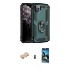 MARSİLYAN™- iPhone 11 Pro Kılıf Ahenk Klasik Koleksiyonu - Siyah 34D Izgaralı Cam + Renkli Kamera Lens Koruma Cam - TU