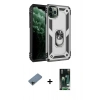 MARSİLYAN™- iPhone 11 Pro Kılıf Ahenk Klasik Koleksiyonu - Siyah 360 Mat Full Body Arka Koruyucu + Shine Kamera Lens Koruma Cam - SH