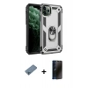 MARSİLYAN™- iPhone 11 Pro Kılıf Ahenk Klasik Koleksiyonu - Siyah 3D Antistatik Hayalet Cam Ekran Koruyucu + Shine Kamera Lens Koruma Cam - MI
