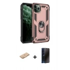 MARSİLYAN™- iPhone 11 Pro Kılıf Ahenk Klasik Koleksiyonu - Siyah 3D Antistatik Hayalet Cam Ekran Koruyucu + Renkli Kamera Lens Koruma Cam - TU