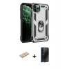 MARSİLYAN™- iPhone 11 Pro Kılıf Ahenk Klasik Koleksiyonu - Siyah 3D Antistatik Hayalet Cam Ekran Koruyucu + Renkli Kamera Lens Koruma Cam - SI