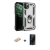 MARSİLYAN™- iPhone 11 Pro Kılıf Ahenk Klasik Koleksiyonu - Siyah 3D Antistatik Hayalet Cam Ekran Koruyucu + Renkli Kamera Lens Koruma Cam - TU