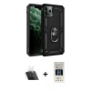 MARSİLYAN™- iPhone 11 Pro Kılıf Ahenk Klasik Koleksiyonu - Siyah 5D Hayalet Cam Ekran Koruyucu + Kamera Lens Koruma Cam - SF