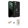 MARSİLYAN™- iPhone 11 Pro Kılıf Ahenk Klasik Koleksiyonu - Siyah Mat Seramik Nano Ekran Koruyucu + Renkli Kamera Lens Koruma Cam - SI