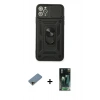 MARSİLYAN™- iPhone 11 Pro Kılıf Ahenk Klasik - Şeffaf 360 Full Body Arka Koruyucu + Shine Kamera Lens Koruma Cam - GD